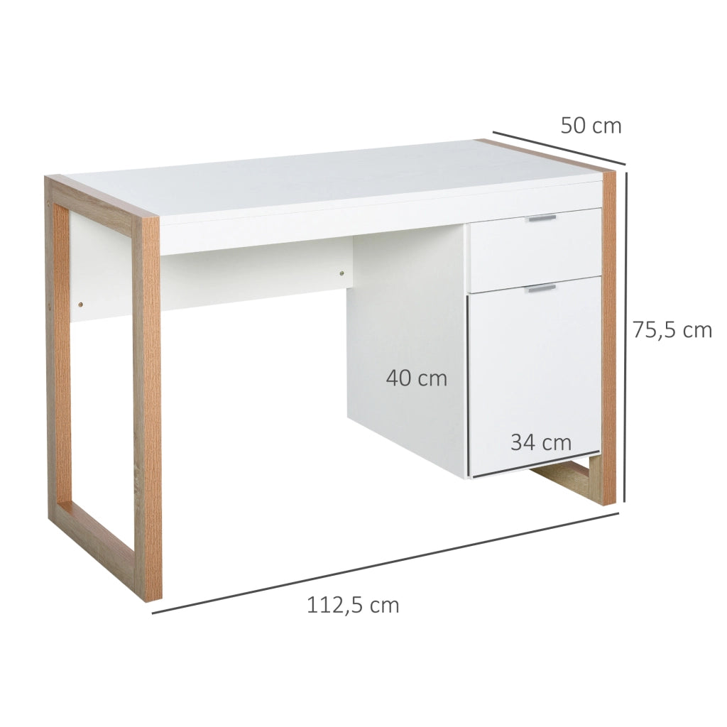Scrivania Moderna con Cassetto ¨C Zephmum ¨C Bianco 112.5x50x75.5 cm