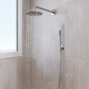 KIT SET INCASSO DOCCIA BRACCIO,SOFFIONE E DOCCINO CON FLESSIBILE E PRESA ACQUA MODELLO ROUND TONDO C - SOFFIONE-BRACCIO-FLESSIBILE-DOCCINO-PRESA ACQUA - 1/2