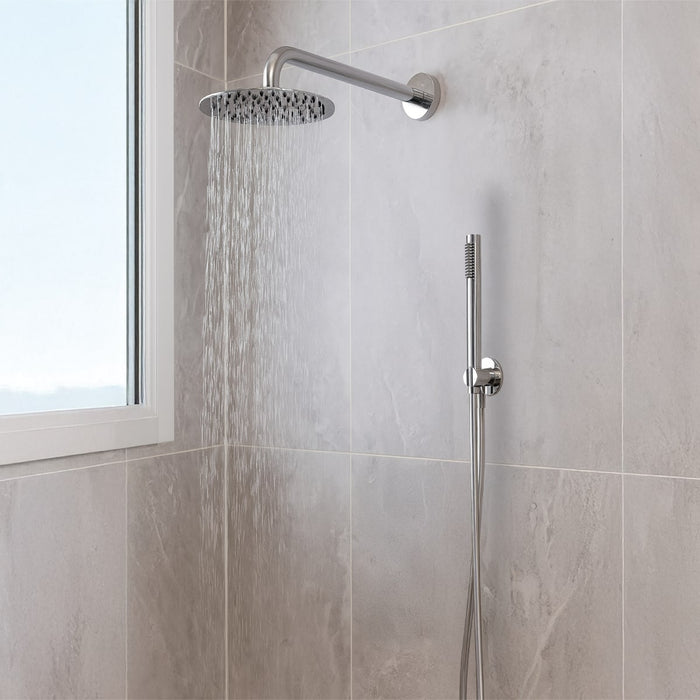 KIT SET INCASSO DOCCIA BRACCIO,SOFFIONE E DOCCINO CON FLESSIBILE E PRESA ACQUA MODELLO ROUND TONDO C - SOFFIONE-BRACCIO-FLESSIBILE-DOCCINO-PRESA ACQUA - 1/2