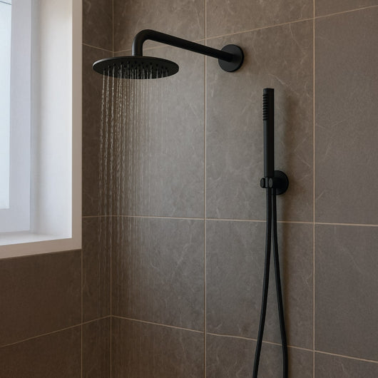 KIT SET INCASSO DOCCIA BRACCIO,SOFFIONE E DOCCINO CON FLESSIBILE E PRESA ACQUA MODELLO ROUND TONDO N - SOFFIONE-BRACCIO-FLESSIBILE-DOCCINO-PRESA ACQUA - 1/2