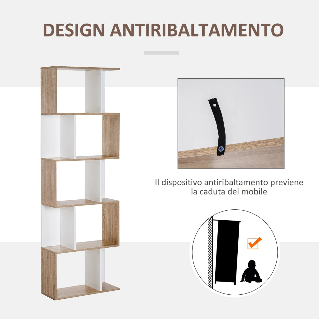 Libreria da Muro Moderna 5 Ripiani in Legno Bianco 60x24x1184.5 cm