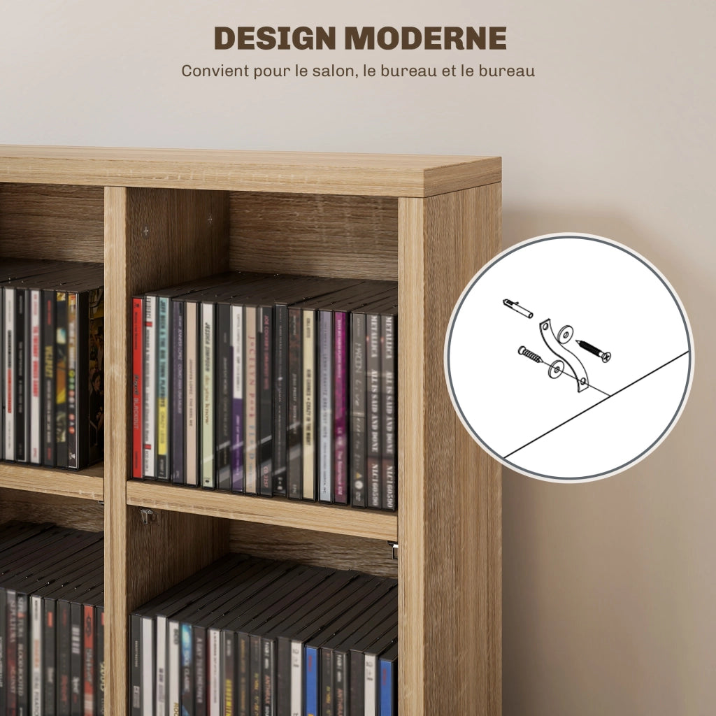 Libreria multimediale per CD DVD ¨C zephmum ¨C legno naturale 89x130.5cm