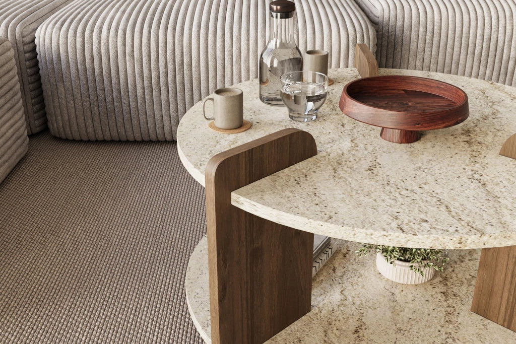 Tavolino in legno "Oalla" 70 x 70 x 45 cm - Travertino