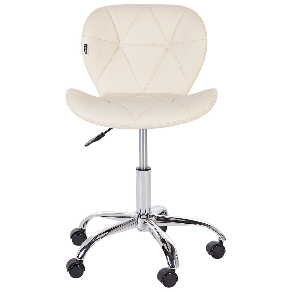 Sedia da scrivania per ufficio in ecopelle beige girevole e regolabile in altezza Moderna