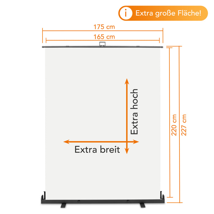 Fondale fotografico a rullo bianco 165 x 220 cm, sfondo per foto High-Key, con custodia di trasporto, Pannello per studi fotografici ingualcibile