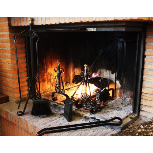 Alari per camino in ferro battuto con pomi in ottone set 2 pezzi dimensioni 33 x 30 cm