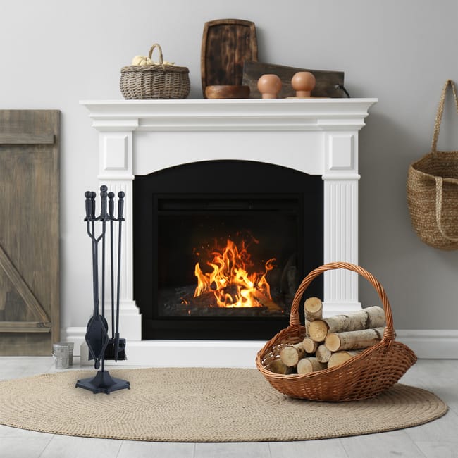 Scopino per camino modello Vesuvio in acciaio verniciato con setole in PVC lunghezza 54 cm