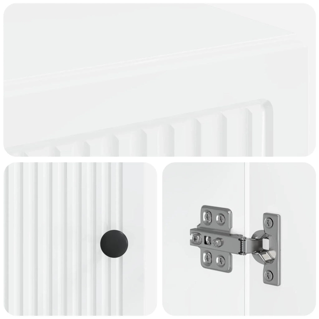 Armadio da Bagno con Ripiano Aperto EDE Bianco Lucido 895939