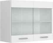 Mobile da cucina in vetro R-Line, Bianco lucido, 80 cm, per la libera combinazione all'interno di sistemi cucina modulari