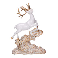 Renna resina su rocce oro e bianco cm 20,5x10xh29