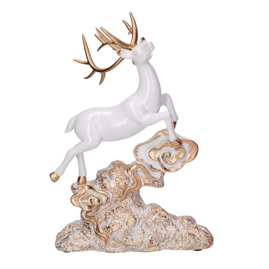 Renna resina su rocce oro e bianco cm 20,5x10xh29