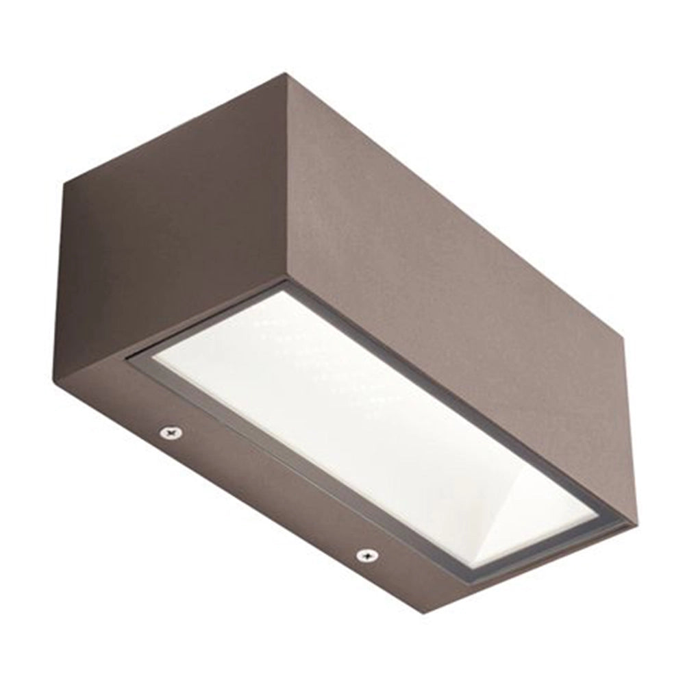 Applique Da Esterno Maxi Biemissione Box Alluminio Caffè 40W Led 4000K