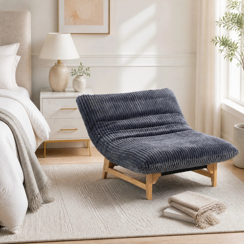 POLTRONA Beanbag per adulti 84x62x22 cm in corduroy grigio