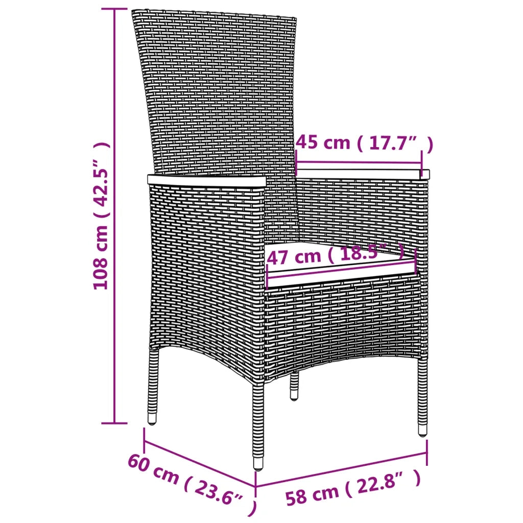 Set da Pranzo da Giardino 11pz con Cuscini in Polyrattan Grigio 3277551