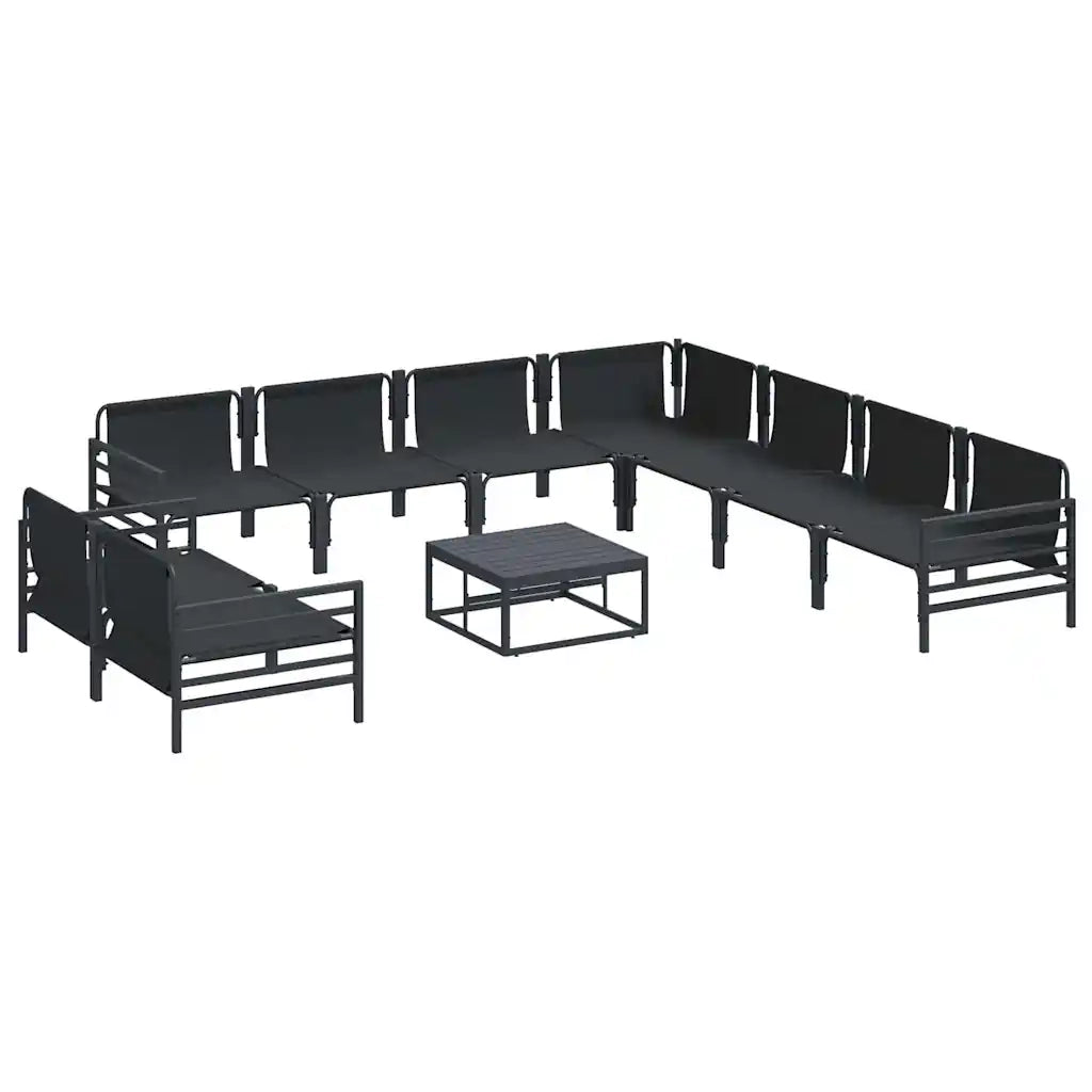 Set Divano da Giardino con cuscino 10 pcs Nero Acciaio 3379003