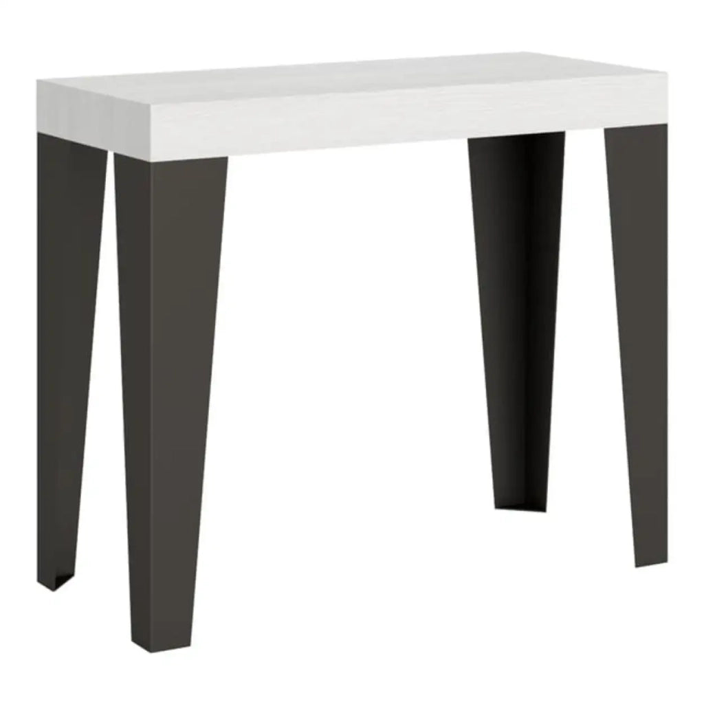 Consolle allungabile 90x40/300 cm Flame Premium bianco frassino gambe antracite
