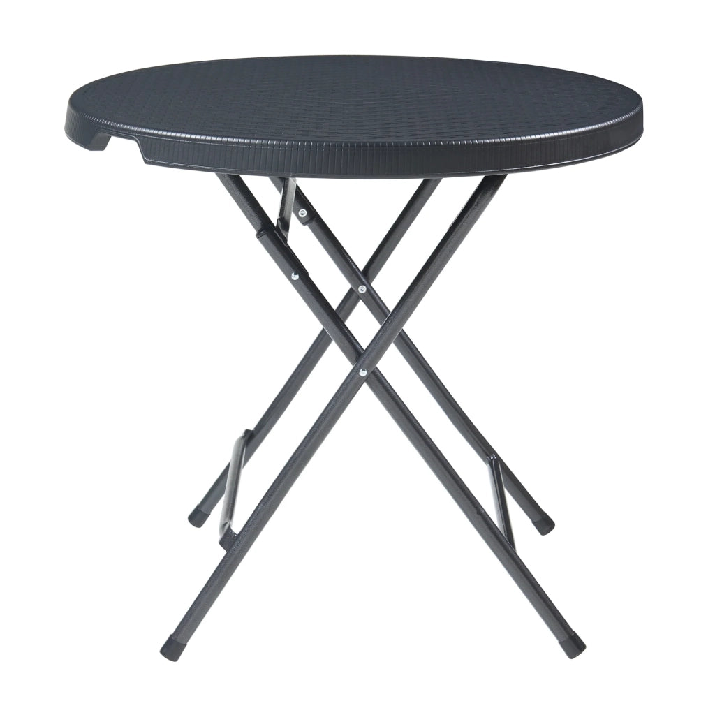 Tavolo da campeggio pieghevole 80 x 74 cm effetto rattan nero 03_0011005