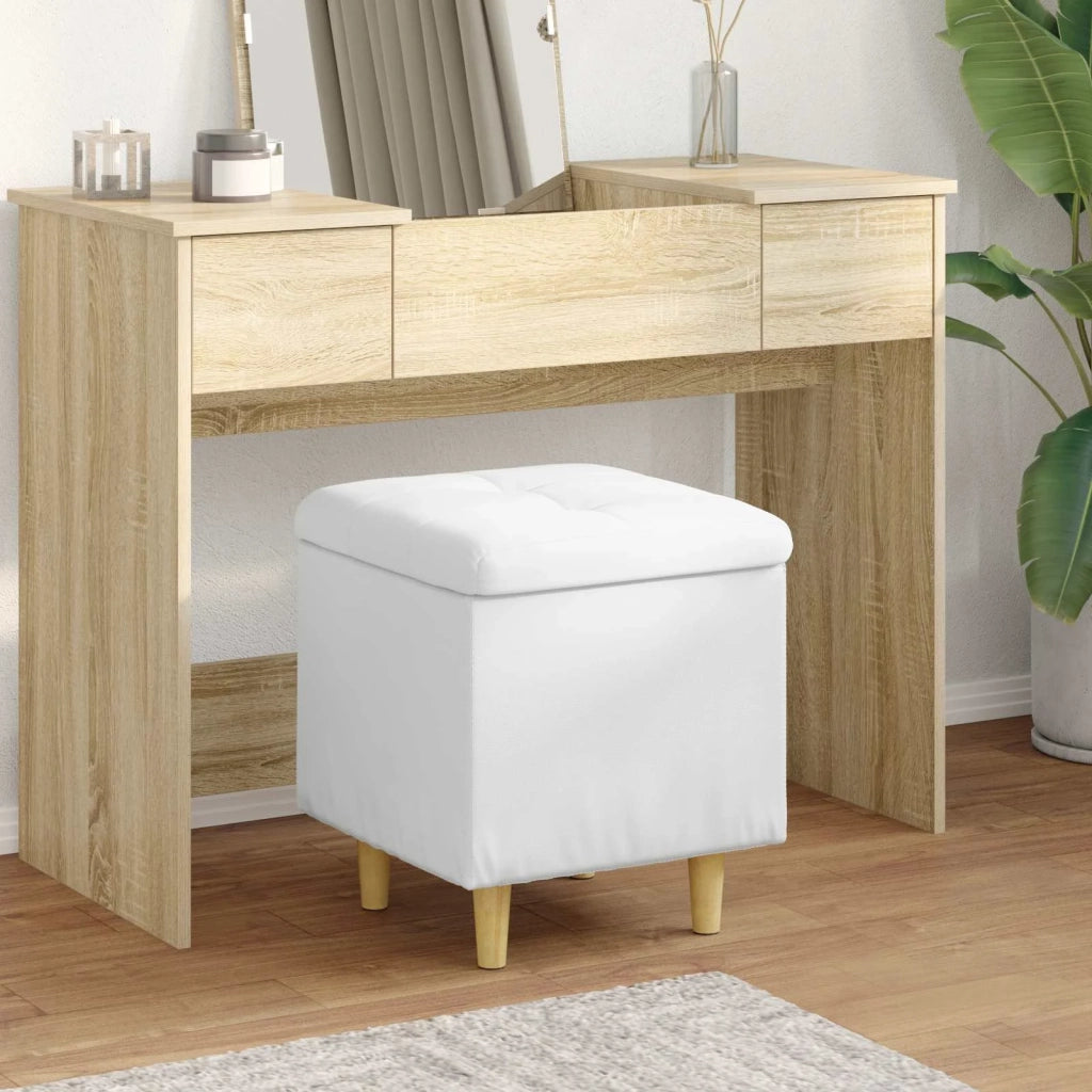 Pouf contenitore Bianco 40 x 40 x 45 cm Pelle sintetica 876817