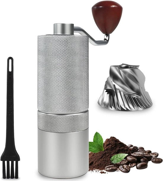 Manuale macinatrice del caffè con macinatore rimovibile, grado di macinatura regolabile, adatta per campeggio - Argento
