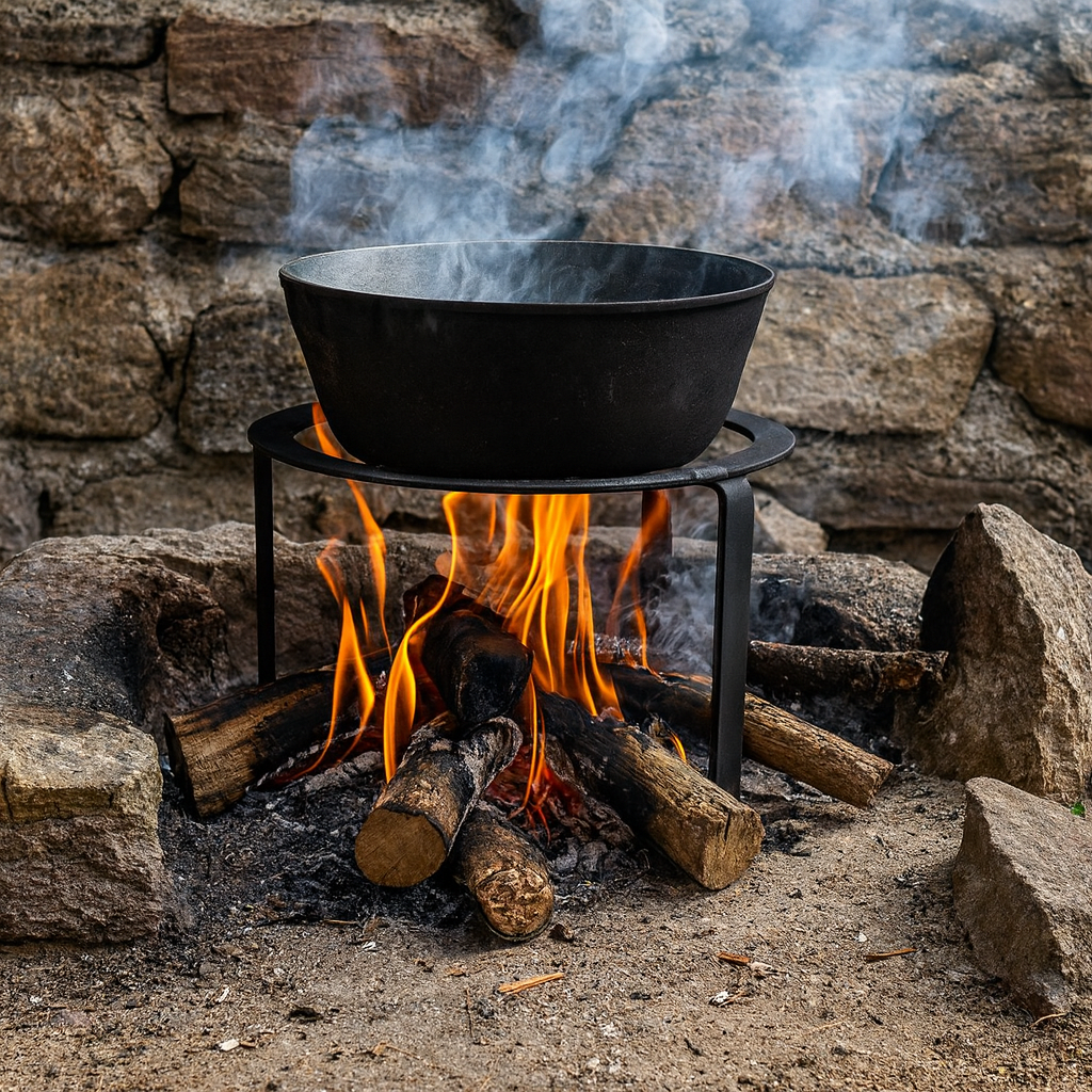 Treppiedi in ferro per camino diametro 30 cm supporto resistente per pentole e braci