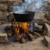 Treppiedi in ferro per camino diametro 48 cm supporto resistente per pentole e braci