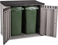 Baule porta attrezzi da esterno in resina Stora Way 842 litri con doppia apertura colore grigio talpa e marrone Toomax