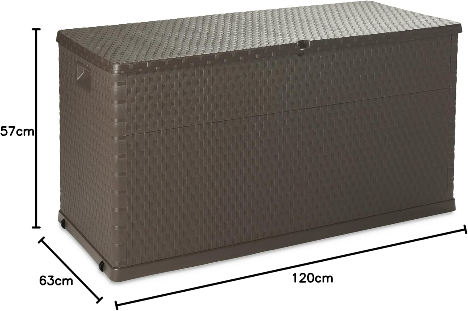 Baule multiuso da esterno in resina effetto rattan 420 litri con ruote colore marrone Toomax