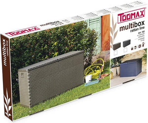 Baule multiuso da esterno in resina effetto rattan 420 litri con ruote colore marrone Toomax