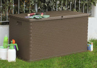 Baule multiuso da esterno in resina effetto rattan 420 litri con ruote colore marrone Toomax