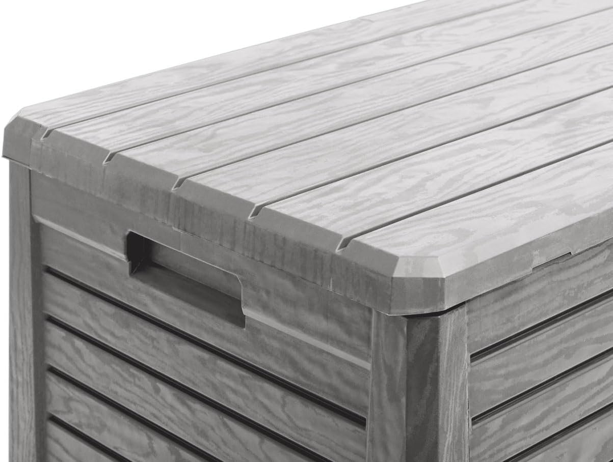 Baule multiuso da esterno Florida 550 litri con seduta per due persone effetto legno colore grigio tortora Toomax