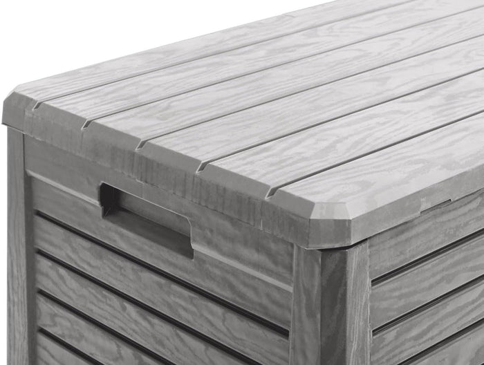 Baule multiuso da esterno Florida 550 litri con seduta per due persone effetto legno colore grigio tortora Toomax