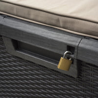 Baule multiuso da esterno Santorini Plus 560 litri in resina effetto rattan colore antracite con cuscino Toomax