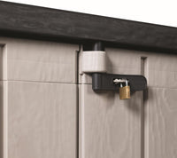 Baule porta attrezzi e bidoni da esterno Stora Way Plus XL 1270 litri in resina con doppia anta e apertura assistita colore grigio talpa e marrone Toomax