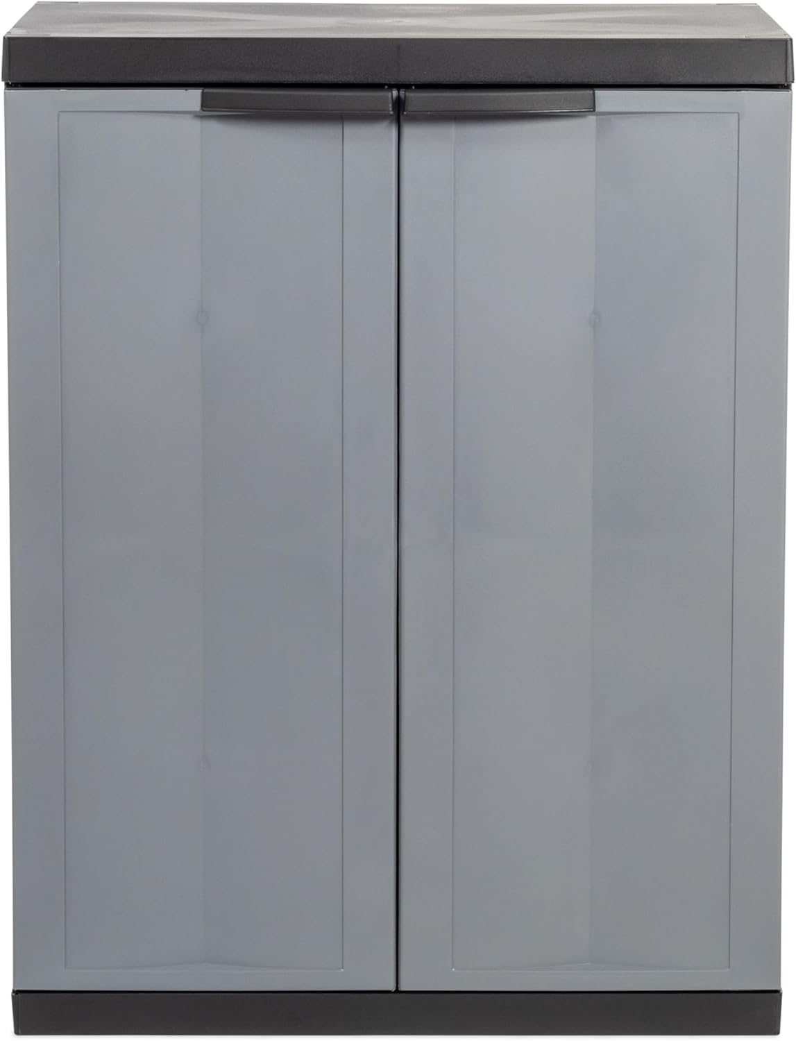 Armadio basso 2 ante con ripiano regolabile in resina colore nero e grigio 65x37x85 cm Toomax