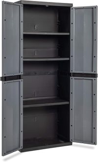 Armadio tuttorianti 2 ante con 3 ripiani regolabili in resina colore nero e grigio basalto 65x37x165 cm Toomax