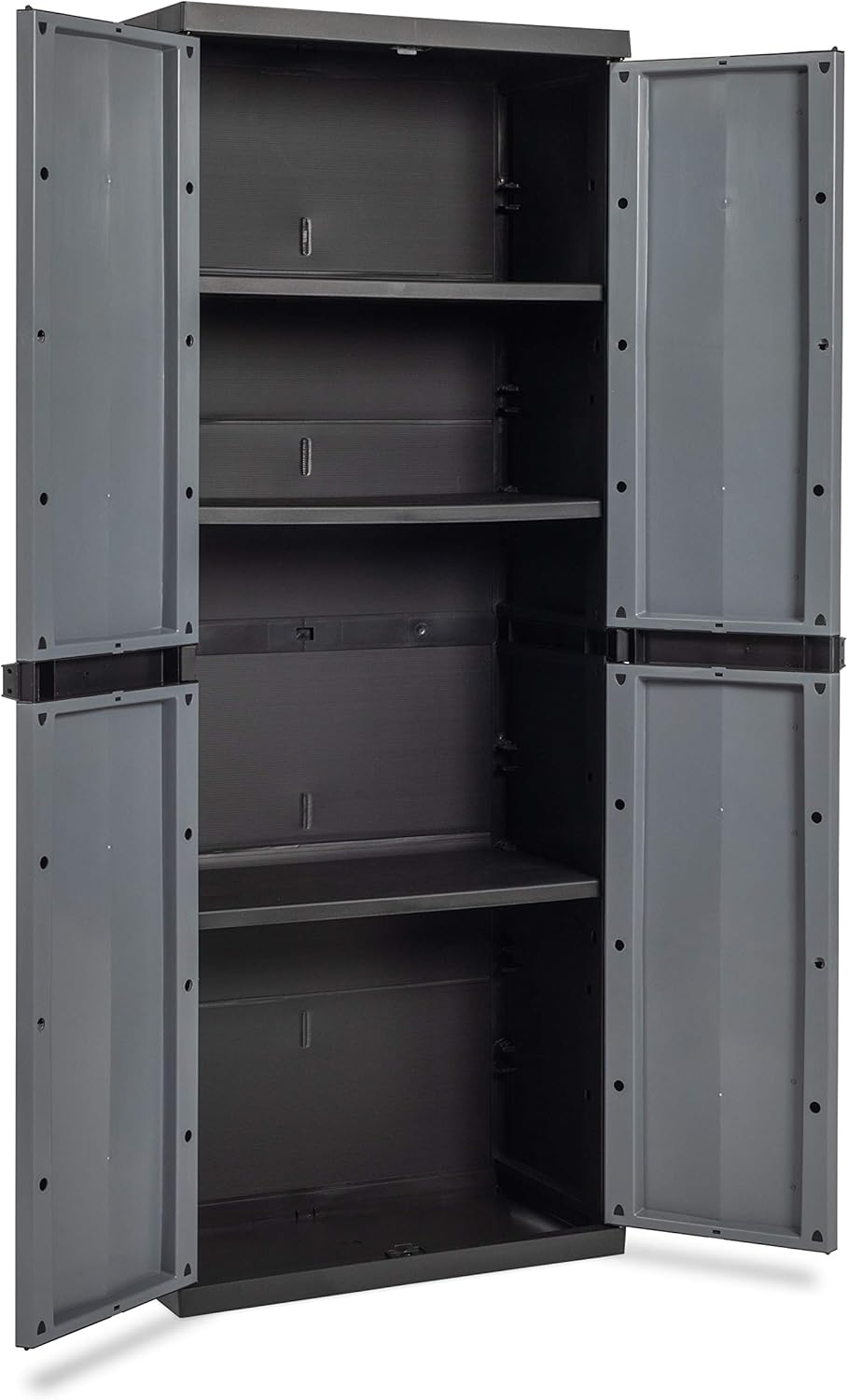 Armadio tuttorianti 2 ante con 3 ripiani regolabili in resina colore nero e grigio basalto 65x37x165 cm Toomax