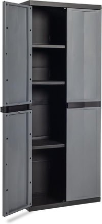 Armadio tuttorianti 2 ante con 3 ripiani regolabili in resina colore nero e grigio basalto 65x37x165 cm Toomax