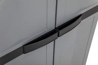 Armadio portascope 2 ante con vano attrezzi e 4 ripiani regolabili in resina colore nero e grigio basalto 65x37x165 cm Toomax