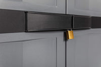 Armadio portascope 2 ante con vano attrezzi e 4 ripiani regolabili in resina colore nero e grigio basalto 65x37x165 cm Toomax