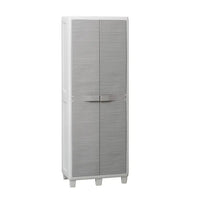 Armadio tuttorianti 2 ante con 3 ripiani regolabili effetto legno in resina colore grigio chiaro e grigio tortora 65x38x178 cm Toomax