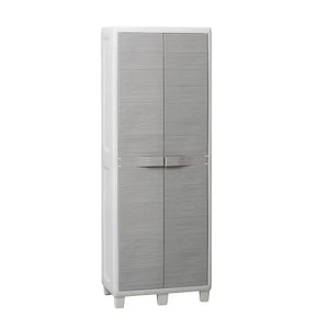 Armadio tuttorianti 2 ante con 3 ripiani regolabili effetto legno in resina colore grigio chiaro e grigio tortora 65x38x178 cm Toomax