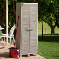 Armadio tuttorianti 2 ante con 3 ripiani regolabili effetto legno in resina colore grigio chiaro e grigio tortora 65x38x178 cm Toomax