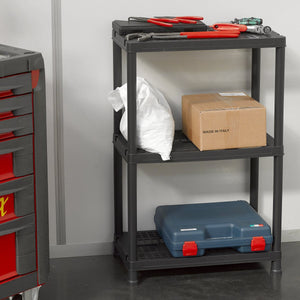 Scaffale in resina a 3 ripiani montaggio ad incastro colore nero 60x30x95 cm Toomax