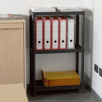 Scaffale in resina a 3 ripiani montaggio ad incastro colore nero 60x30x95 cm Toomax