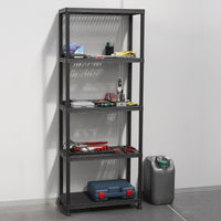 Scaffale Universal Pro 735 a 5 ripiani ventilati per interni in resina con fissaggio a muro colore nero 71x35x180 cm Toomax