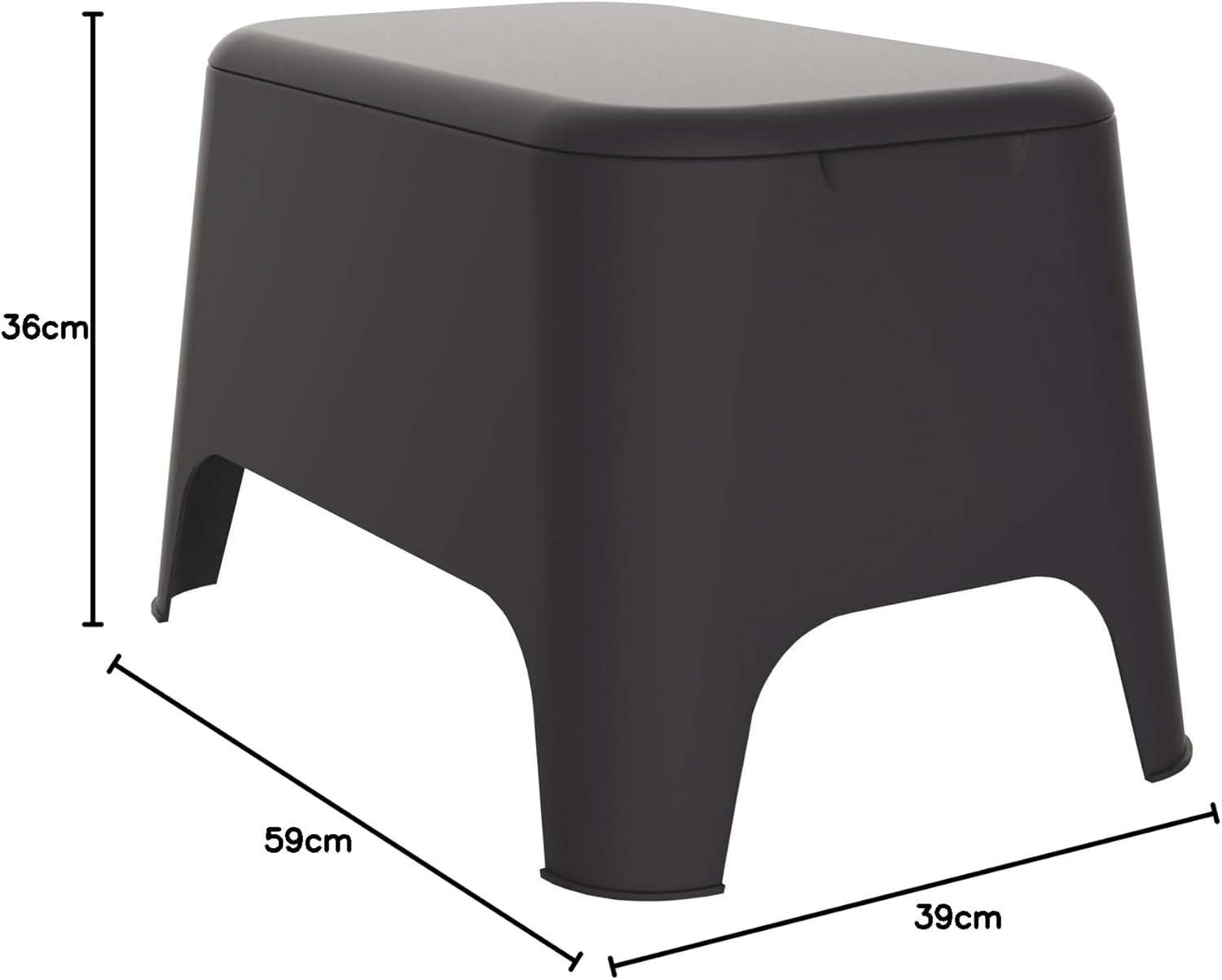 Tavolino Petra per interno ed esterno con vano portaoggetti 21 litri colore nero antracite Toomax confezione 4 pezzi