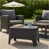 Tavolino Petra per interno ed esterno con vano portaoggetti 21 litri colore nero antracite Toomax confezione 4 pezzi