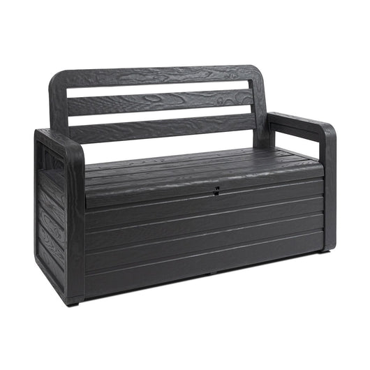 Panchina da esterno Foreverspring con baule portaoggetti 270 litri effetto legno colore nero antracite Toomax