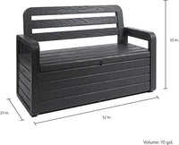 Panchina da esterno Foreverspring con baule portaoggetti 270 litri effetto legno colore nero antracite Toomax