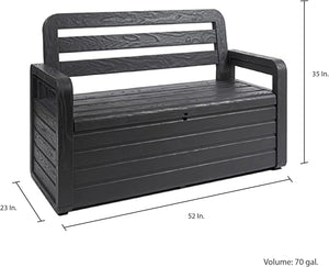 Panchina da esterno Foreverspring con baule portaoggetti 270 litri effetto legno colore nero antracite Toomax